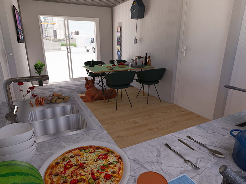 Дом-контейнер площадью 54 м² с кухней и ванной комнатой