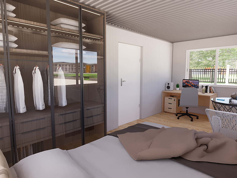 Дом-контейнер площадью 54 м² с кухней и ванной комнатой